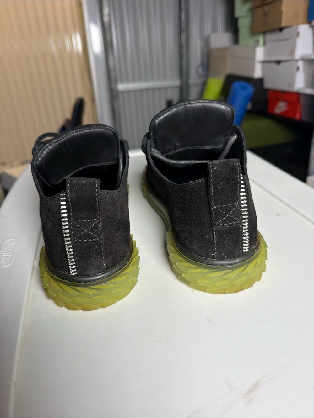 Giuseppe Zanotti 38.5Black Suede Sneakers with Lime Green Translucent Sole - Picture 4 of 7
